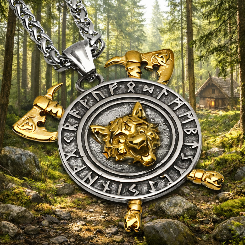 Halskjede - Fenrisulven + Labrys